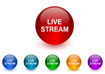 live stream colorful vector icons set