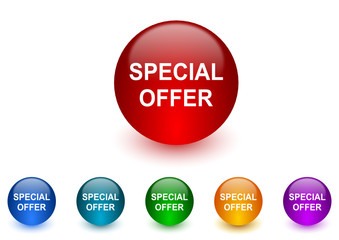 special offer colorful vector icons set