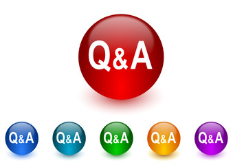 question answer colorful vector icons set