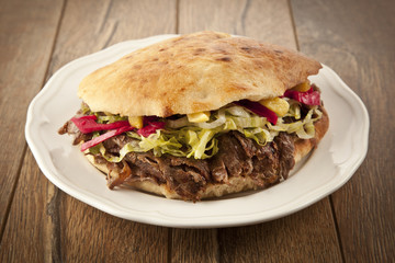 Doner Kebab - grilled meat shawarma sandwich
