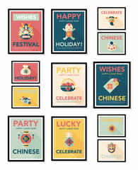 Chinese New Year poster flat banner design flat background set,