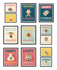 Chinese New Year poster flat banner design flat background set,