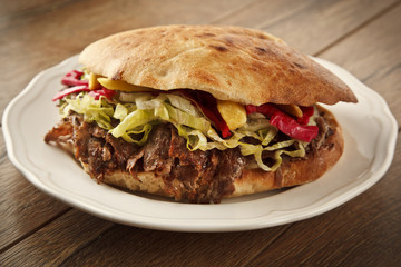 Doner Kebab - grilled meat shawarma sandwich