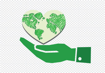 Hand holding world globe map