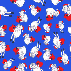 New Year's sheeps seamless pattern