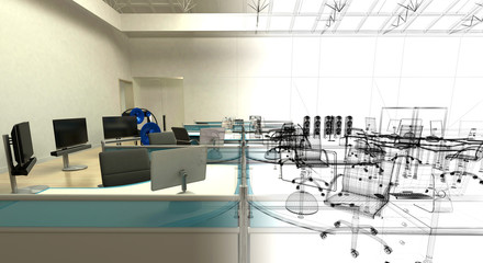 Ufficio coworking scrivanie, studio , startup