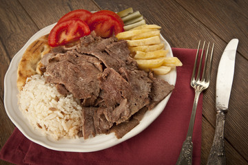 delicious turkish doner kebab grilled meat