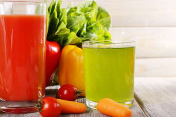 Vegetable juice and fresh vegetables