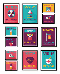Hospital flat banner design flat background set, eps10