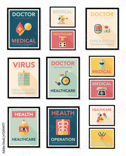 Hospital Flat Banner Design Flat Background Set Eps10 Stock