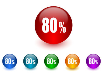 80 percent colorful vector icons set