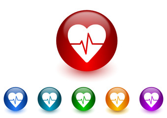 heart pulse colorful vector icons set
