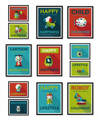 Toy poster flat banner design flat background set, eps10