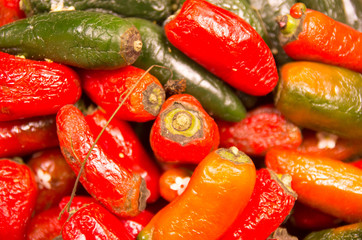 stack of chillies at the market