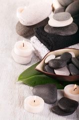 spa concept with zen basalt stones