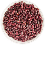 Red kidney beans in white bowl over white background