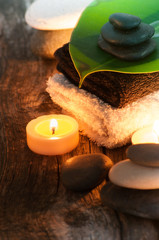 spa concept with zen basalt stones