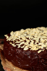 Tasty chocolate cake with almond,