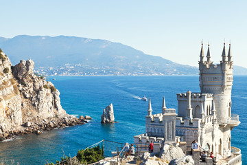 view of Black Sea coast with Swallow's Nest castle