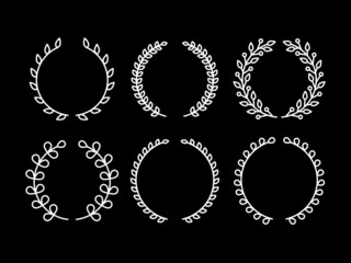 Vector set of laurel wreaths in outline style