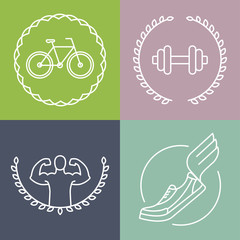 Vector sport logos in outline style