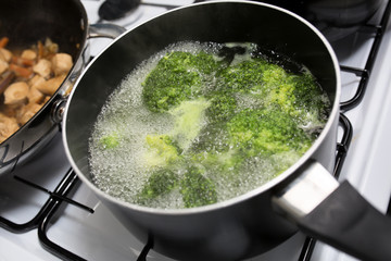 Brocolli bubbling away in a pot