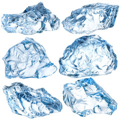 Pieces of ice isolated on white background. With clipping path