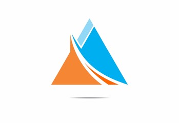 finance triangle pyramid  orange blue abstract vector logo