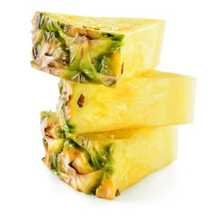 Pineapple slices isolated on white background.