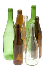 verschieden farbige Glasflaschen