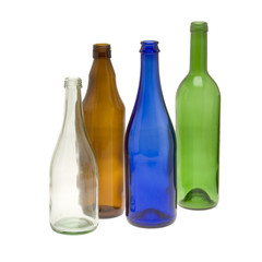 verschieden farbige Glasflaschen