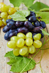 Ripe grapes with leaves