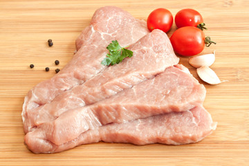 Raw pork with spices and vegetables