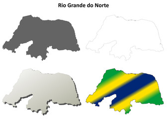Rio Grande do Norte blank outline map set