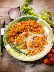 escalope with vegetables salad