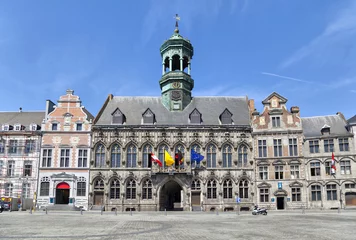 Foto op Canvas Gothic style City Hall in Mons, Belgium © bbsferrari