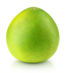 Green pomelo citrus fruit isolated on white with clipping path