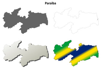 Paraiba blank outline map set