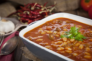 Hot turkish bean stew with a tasty tomato sauce.