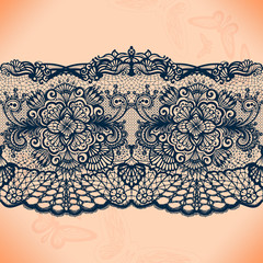 Lace ribbon seamless pattern with elements flowers