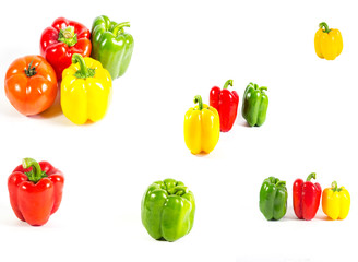 set of paprika isolated on white background