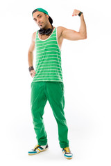 strong model isolated with arm curl