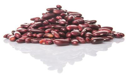 Red kidney beans on white background