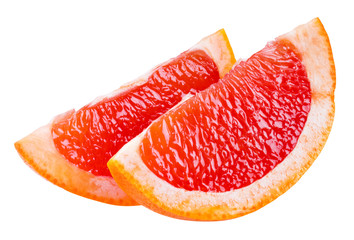 Grapefruit slices isolated on white background. With clipping pa