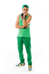 model isolated on plain background bored upset