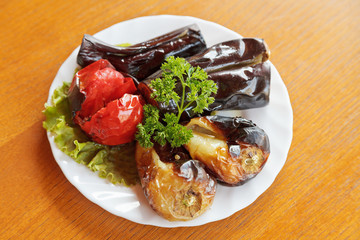 grilled vegetables on white plate