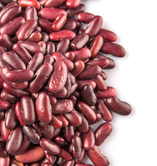 Red kidney beans on white background