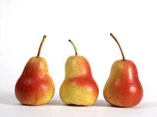 Three pears on white background