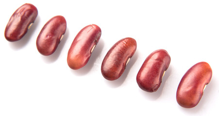 Red kidney beans on white background