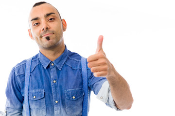 model isolated positive attitude thumbs up